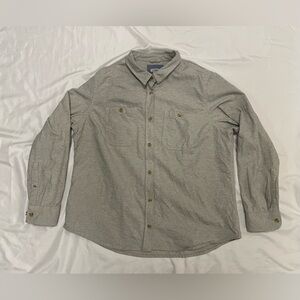 L.L. Bean Women's Long Sleeve Top Button Up Grey XL 100% Cotton